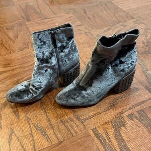 Kendall and Kylie Stylish Velvet Ankle Boots - Gray